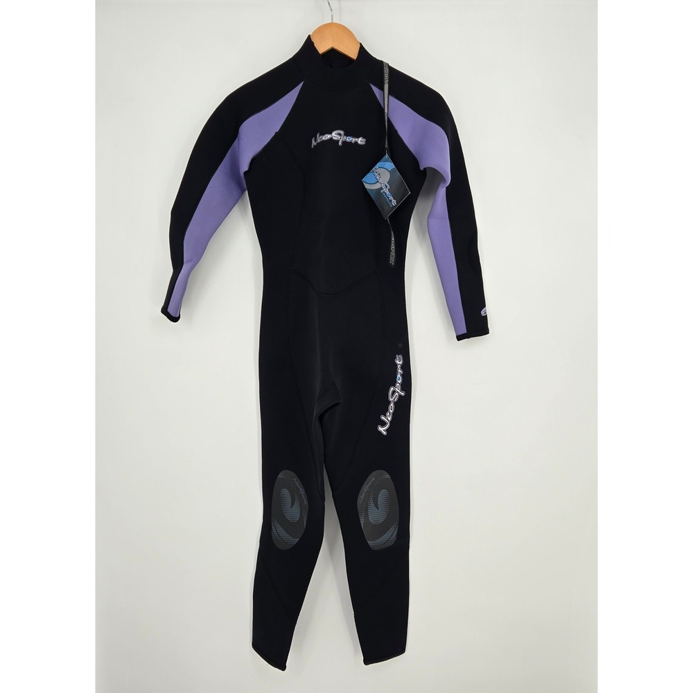 NWT Womens S/6 NeoSport 3:2mm Long Sleeve Full Wetsuit Black Purple Swim Summer